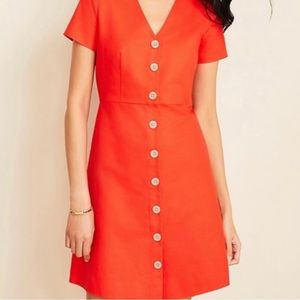 Ann Taylor Red V-Neck, button down, dress!